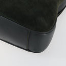 GUCCI Bamboo Hand Bag Suede 2way Green Gold 001 1014 1638 0 Auth 154655-12