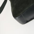 GUCCI Bamboo Hand Bag Suede 2way Green Gold 001 1014 1638 0 Auth 154655-13