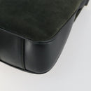 GUCCI Bamboo Hand Bag Suede 2way Green Gold 001 1014 1638 0 Auth 154655-14