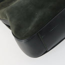 GUCCI Bamboo Hand Bag Suede 2way Green Gold 001 1014 1638 0 Auth 154655-15