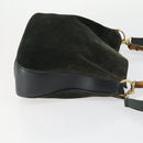 GUCCI Bamboo Hand Bag Suede 2way Green Gold 001 1014 1638 0 Auth 154655-4