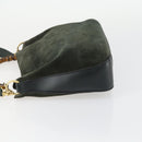 GUCCI Bamboo Hand Bag Suede 2way Green Gold 001 1014 1638 0 Auth 154655-5