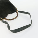 GUCCI Bamboo Hand Bag Suede 2way Green Gold 001 1014 1638 0 Auth 154655-7