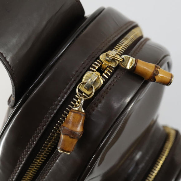 GUCCI Bamboo Shoulder Bag Enamel Brown Gold 003 3444 0127 Auth 154656