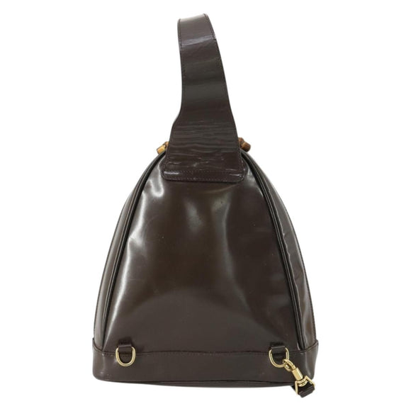 GUCCI Bamboo Shoulder Bag Enamel Brown Gold 003 3444 0127 Auth 154656