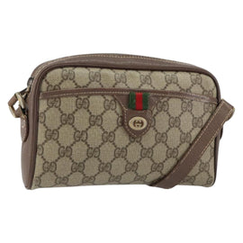 GUCCI GG Supreme Web Sherry Line Bag PVC Beige Gold 001 122 6594 Auth 154659