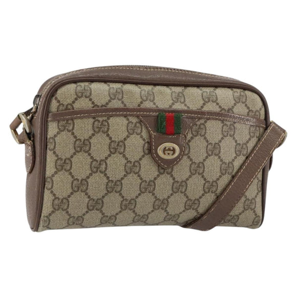 GUCCI GG Supreme Web Sherry Line Bag PVC Beige Gold 001 122 6594 Auth 154659