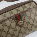 GUCCI GG Supreme Web Sherry Line Bag PVC Beige Gold 001 122 6594 Auth 154659-16