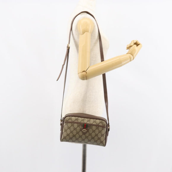 GUCCI GG Supreme Web Sherry Line Bag PVC Beige Gold 001 122 6594 Auth 154659