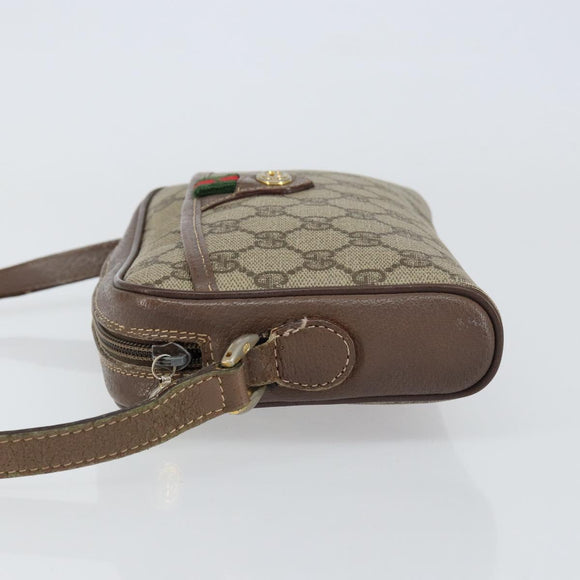 GUCCI GG Supreme Web Sherry Line Bag PVC Beige Gold 001 122 6594 Auth 154659