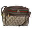 GUCCI GG Supreme Web Sherry Line Bag PVC Beige Gold 119 02 087 Auth 154660-1