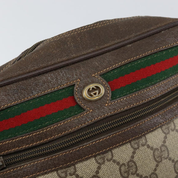 GUCCI GG Supreme Web Sherry Line Bag PVC Beige Gold 119 02 087 Auth 154660