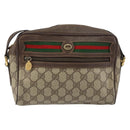 GUCCI GG Supreme Web Sherry Line Bag PVC Beige Gold 119 02 087 Auth 154660-2