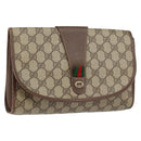 GUCCI GG Supreme Web Sherry Line Clutch Bag PVC Red Beige Auth 154661-1