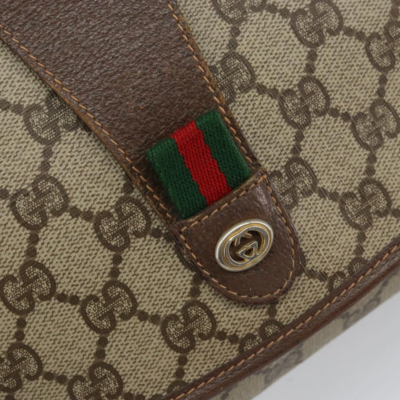 GUCCI GG Supreme Web Sherry Line Clutch Bag PVC Red Beige Auth 154661