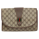 GUCCI GG Supreme Web Sherry Line Clutch Bag PVC Red Beige Auth 154661-13