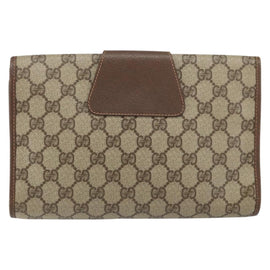 GUCCI GG Supreme Web Sherry Line Clutch Bag PVC Red Beige Auth 154661 - 0