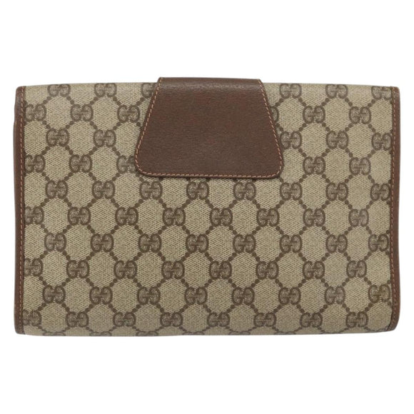 GUCCI GG Supreme Web Sherry Line Clutch Bag PVC Red Beige Auth 154661