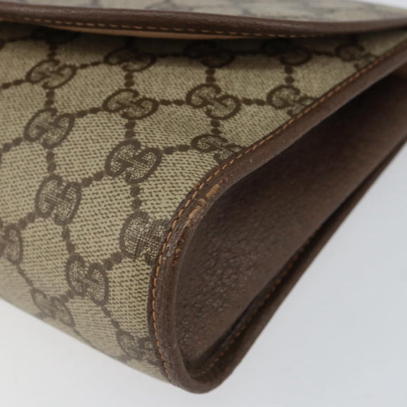 GUCCI GG Supreme Web Sherry Line Clutch Bag PVC Red Beige Auth 154661