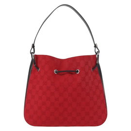 GUCCI GG Canvas Shoulder Bag Silver Red 001 3748 Auth 154662 - 0
