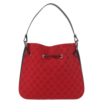 GUCCI GG Canvas Shoulder Bag Silver Red 001 3748 Auth 154662 - 0