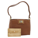 GUCCI Shoulder Bag Leather Beige Gold Auth 154663-1