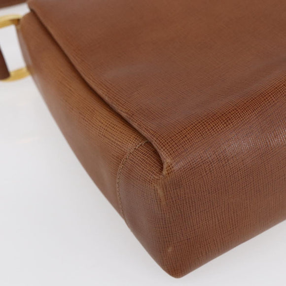 GUCCI Shoulder Bag Leather Beige Gold Auth 154663