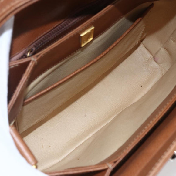 GUCCI Shoulder Bag Leather Beige Gold Auth 154663