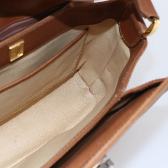 GUCCI Shoulder Bag Leather Beige Gold Auth 154663