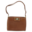 GUCCI Shoulder Bag Leather Beige Gold Auth 154663-2