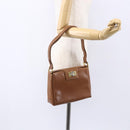 GUCCI Shoulder Bag Leather Beige Gold Auth 154663-28