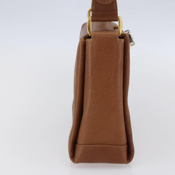 GUCCI Shoulder Bag Leather Beige Gold Auth 154663