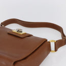 GUCCI Shoulder Bag Leather Beige Gold Auth 154663-8