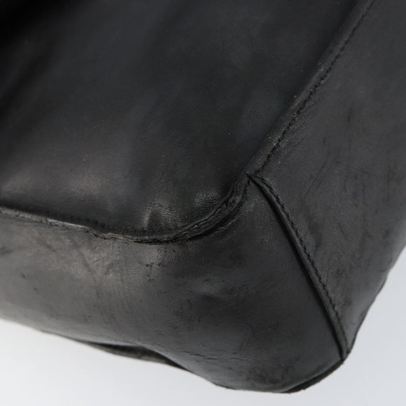 GUCCI Web Sherry Line Shoulder Bag Leather Black Gold Red Auth 154664