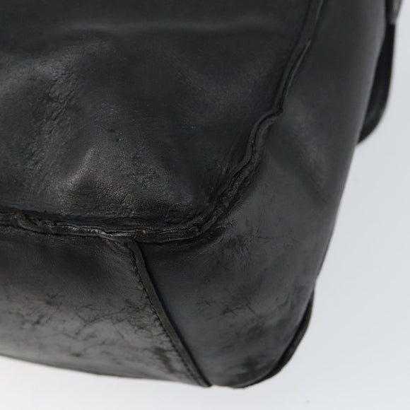 GUCCI Web Sherry Line Shoulder Bag Leather Black Gold Red Auth 154664