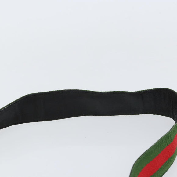 GUCCI Web Sherry Line Shoulder Bag Leather Black Gold Red Auth 154664