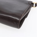 GUCCI Shoulder Bag Leather Brown Gold Auth 154665-15