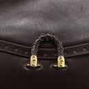 GUCCI Shoulder Bag Leather Brown Gold Auth 154665-17