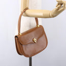 GUCCI Hand Bag Leather Brown Gold Auth 154667-23