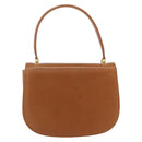 GUCCI Hand Bag Leather Brown Gold Auth 154667-2