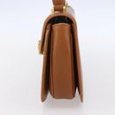 GUCCI Hand Bag Leather Brown Gold Auth 154667-4