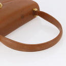 GUCCI Hand Bag Leather Brown Gold Auth 154667-7