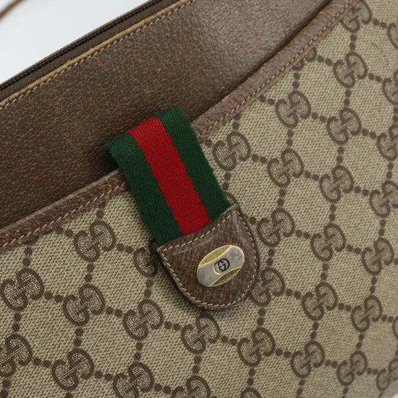 GUCCI GG Supreme Web Sherry Line Bag PVC Beige Gold 904 02 026 Auth 154668