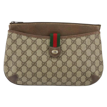 GUCCI GG Supreme Web Sherry Line Bag PVC Beige Gold 904 02 026 Auth 154668 - 0