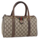 GUCCI GG Supreme Web Sherry Line Bag PVC Beige Gold 116 02 006 Auth 154669-1