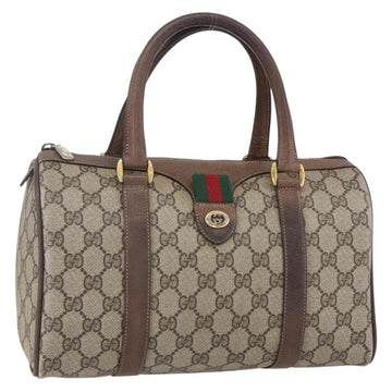 GUCCI GG Supreme Web Sherry Line Bag PVC Beige Gold 116 02 006 Auth 154669