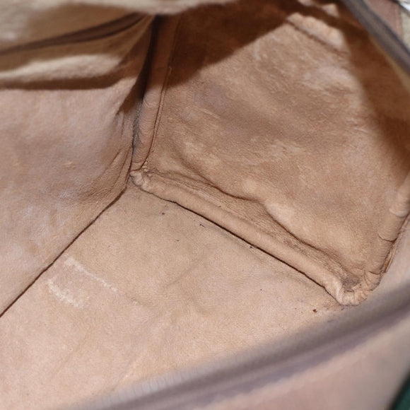 GUCCI GG Supreme Web Sherry Line Bag PVC Beige Gold 116 02 006 Auth 154669