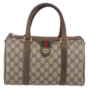 GUCCI GG Supreme Web Sherry Line Bag PVC Beige Gold 116 02 006 Auth 154669-2