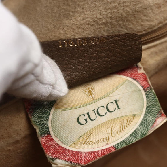 GUCCI GG Supreme Web Sherry Line Bag PVC Beige Gold 116 02 006 Auth 154669