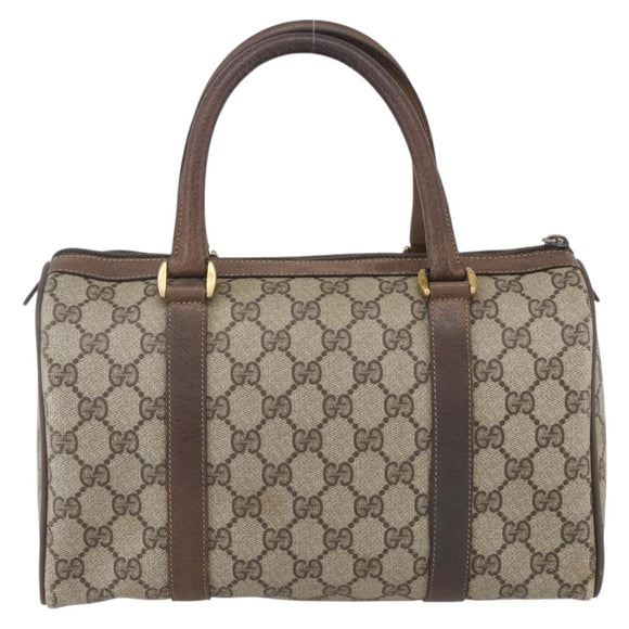 GUCCI GG Supreme Web Sherry Line Bag PVC Beige Gold 116 02 006 Auth 154669